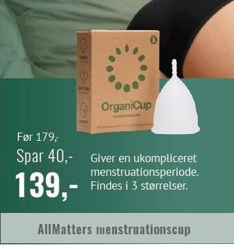 Din Lokale Helsekost Allmatters menstruationscup tilbud