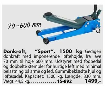Biltema Donkraft, "Sport", 1500 kg tilbud