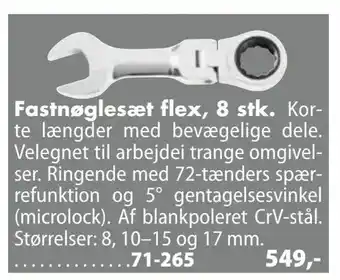 Biltema Fastnøglesæt flex, 8 stk tilbud