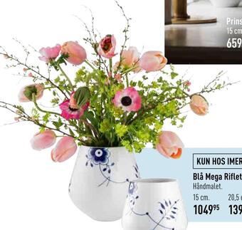Imerco Blå mega riflet vase tilbud