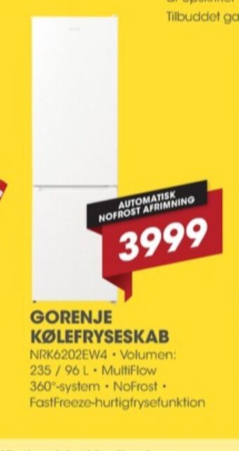 Punkt1 Gorenje køle/fryseskab tilbud
