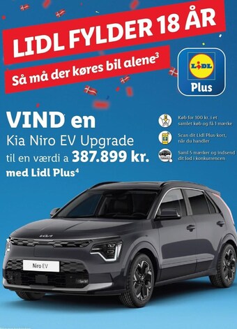 Lidl Vind en kia niro ev upgrade til en værdi a 387.899 kr. med lidl plus tilbud