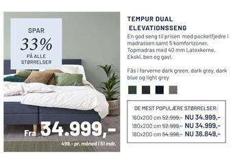 Drømmeland Tempur dual elevationsseng tilbud