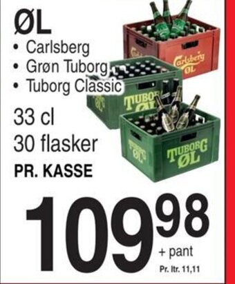 ABC Lavpris ØL Carlsberg Grøn Tuborg Tuborg Classic 33 cl tilbud