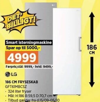 Power LG 186 CM FRYSESKAB GFT61MBCSZ tilbud