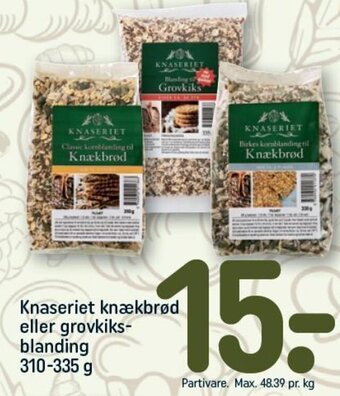 REMA 1000 Knaseriet knækbrød eller grovkiks-blanding 310-335 g tilbud