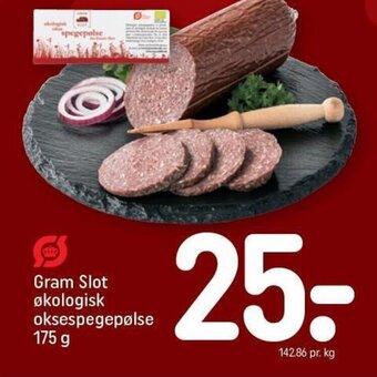 REMA 1000 Gram Slot økologisk oksespegepølse 175 g tilbud