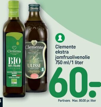 REMA 1000 Clemente ekstra jomfruolivenolie 750 ml/1 liter tilbud