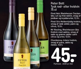 REMA 1000 Peter Bott Tysk rød- eller hvidvin 75 cl tilbud