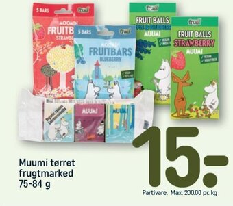 REMA 1000 Muumi tørret frugtmarked 75-84 g tilbud