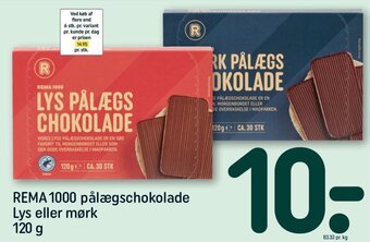REMA 1000 pålægschokolade Lys eller mørk