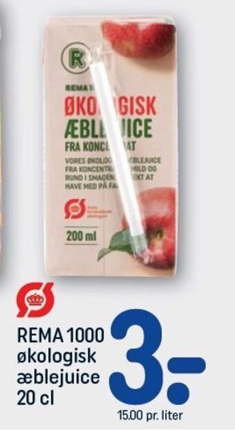 REMA 1000 REMA 1000 økologisk æblejuice 20 cl tilbud