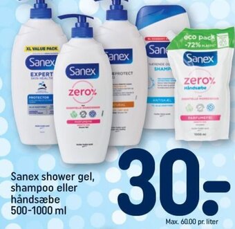 REMA 1000 Sanex shower gel, shampoo eller håndsæbe 500-1000 ml tilbud