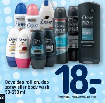 REMA 1000 Dove deo roll-on, deo spray eller body wash 50-250 ml tilbud
