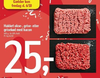 Føtex Hakket okse-, grise- eller grisekød med bacon tilbud