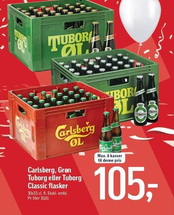 Føtex Carlsberg, Grøn Tuborg eller Tuborg Classic flasker tilbud