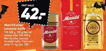 Bilka Merrild eller lavazza formalet kaffe tilbud