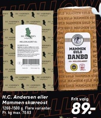 Bilka H.c. andersen eller mammen skæreost tilbud