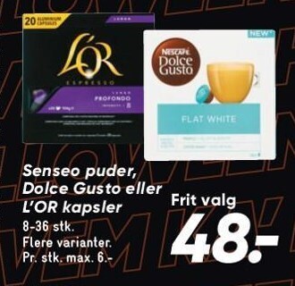 Bilka Senseo puder, dolce gusto eller l'or kapsler tilbud