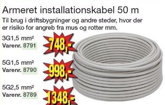 Harald Nyborg Armeret installationskabel 50 m tilbud