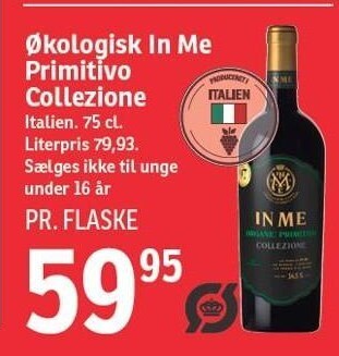 SPAR Økologisk in me primitivo collezione tilbud
