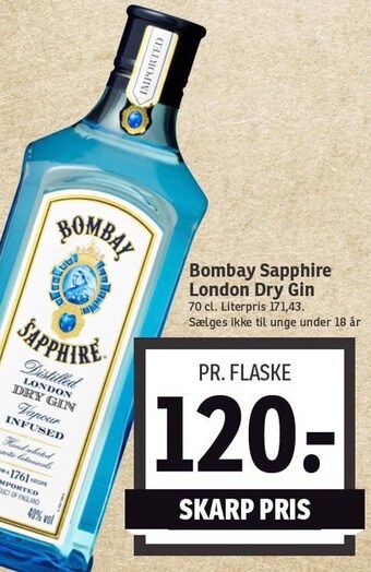 SPAR Bombay sapphire london dry gin tilbud
