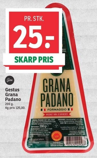 SPAR Gestus grana padano tilbud