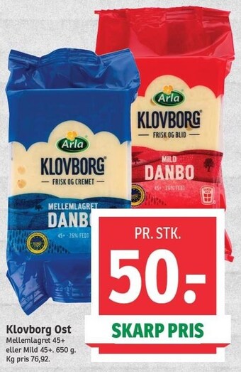 SPAR Klovborg ost tilbud
