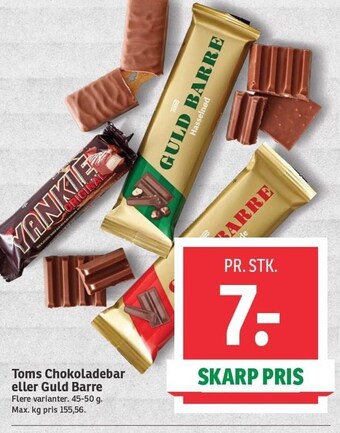 SPAR Toms chokoladebar eller guld barre tilbud