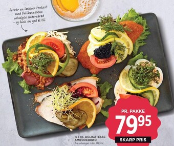 MENY 4 stk. delikatesse smørrebrød tilbud