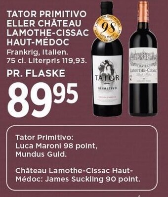 MENY Tator primitivo eller château lamothe-cissac haut-médoc tilbud