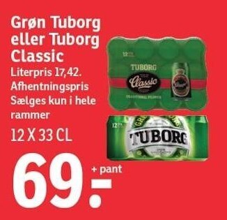 SPAR Grøn tuborg eller tuborg classic tilbud