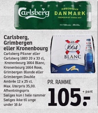SPAR Carlsberg, grimbergen eller kronenbourg tilbud