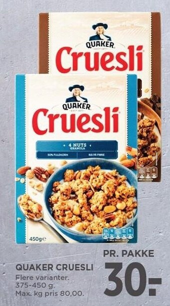 MENY Quaker cruesli tilbud