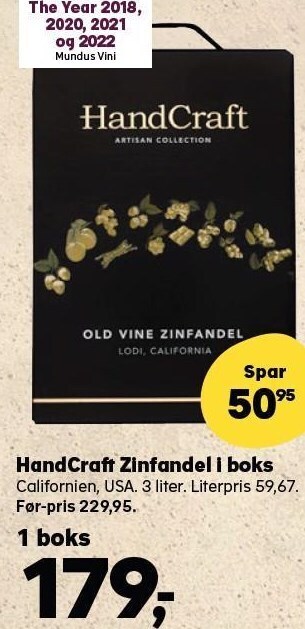 Kvickly Handcraft zinfandel i boks tilbud