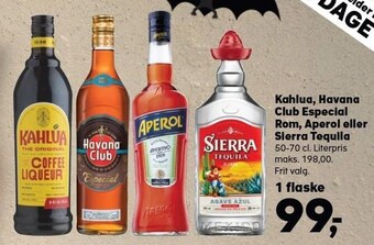 Kvickly Kahlua, havana club especial rom, aperol eller sierra tequila tilbud