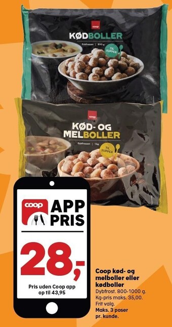 Kvickly Coop kød- og melboller eller kødboller tilbud