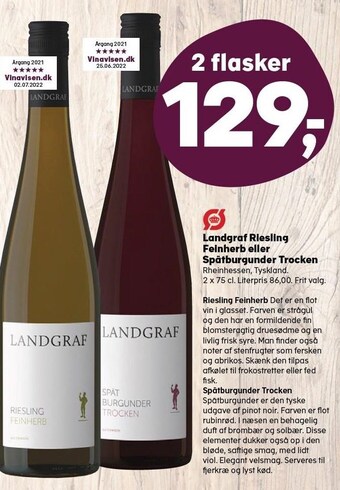 Kvickly Landgraf riesling feinherb eller spätburgunder trocken tilbud