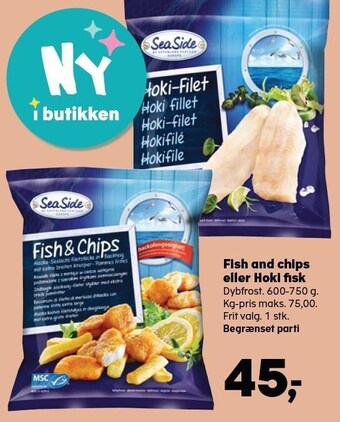 Fish and chips eller hoki fisk