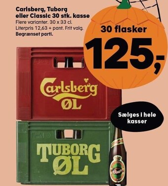 Kvickly Carlsberg, tuborg eller classic 30 stk. kasse tilbud
