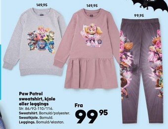 Kvickly Paw patrol sweatshirt, kjole eller leggings tilbud