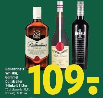 Coop 365 Ballantine's whiskey, gammel dansk eller 1-enkelt bitter tilbud