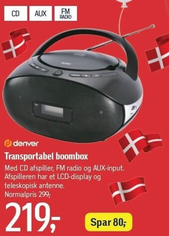 Føtex Denver transportabel boombox tilbud