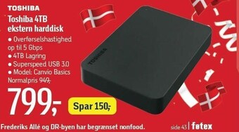 Toshiba 4tb ekstern harddisk