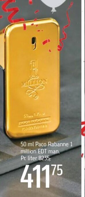 50 ml Paco Rabanne 1 million EDT man.