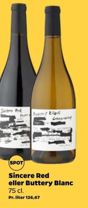 Sincere Red eller Buttery Blanc 75 cl.
