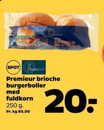 Netto Premieur brioche burgerboller med fuldkorn 250 g. tilbud