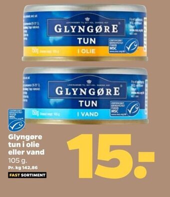 Netto Glyngøre tun i olie eller vand tilbud