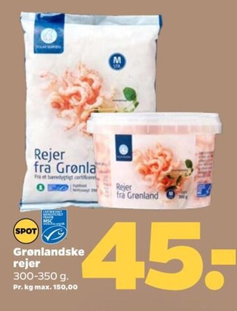 Netto Grønlandske rejer 300-350 g. tilbud