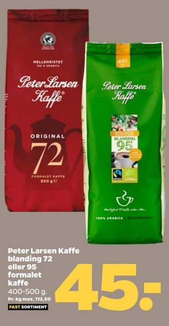 Netto Peter Larsen Kaffe blanding 72 eller 95 formalet kaffe tilbud